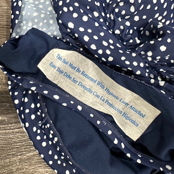 Kona Sol Navy Blue Polka Dot One-Piece Swimsuit, Size Medium (8-10) - Picture 9 of 9